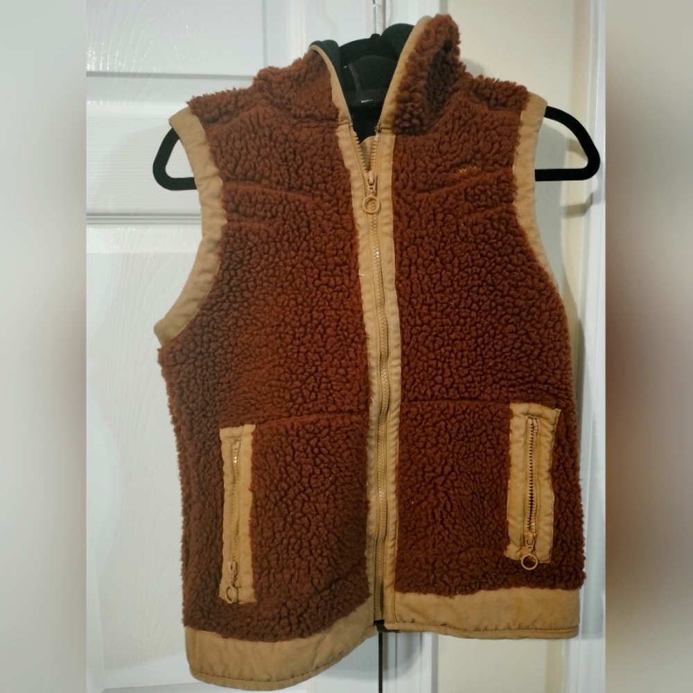 Vintage Kavu Fleece Sleeveless Hoodie Zip Up Vest Small Embroidery Streetwear